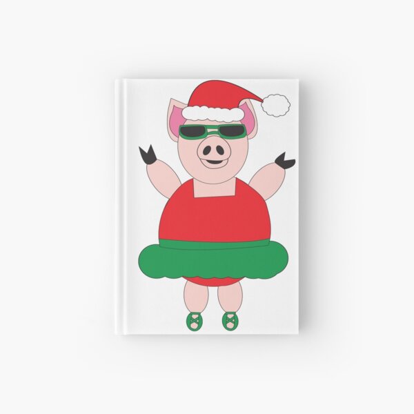 Christmas Pig Ballet Cute Funny Hardcover Journal