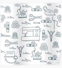Sewing and needlework seamless pattern. Poster