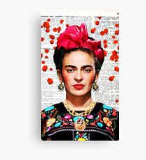 Frida Kahlo blüht Papier Leinwanddruck