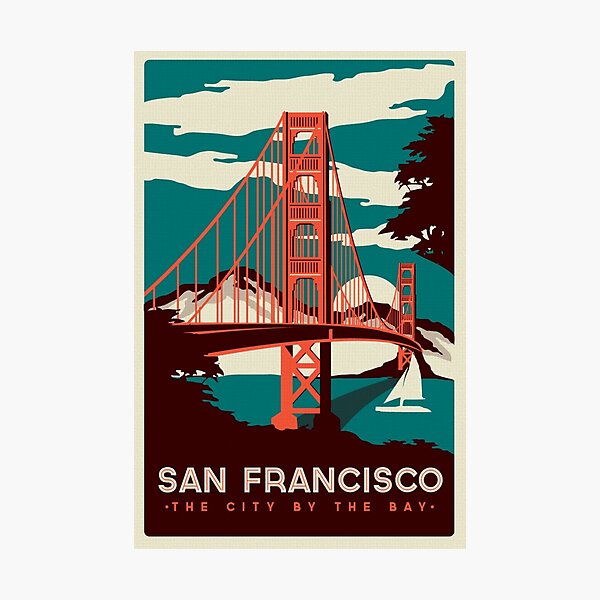 Item preview, San Francisco Golden Gate Bridge Retro Poster designed and sold by DigiArtyst.