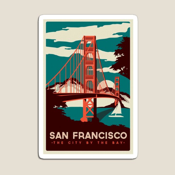 San Francisco Golden Gate Bridge Retro Poster Magnet