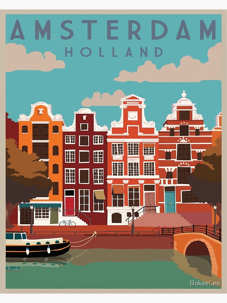 "Amsterdam, Holland, Travel Poster" Poster for Sale by BokeeLee Redbubble