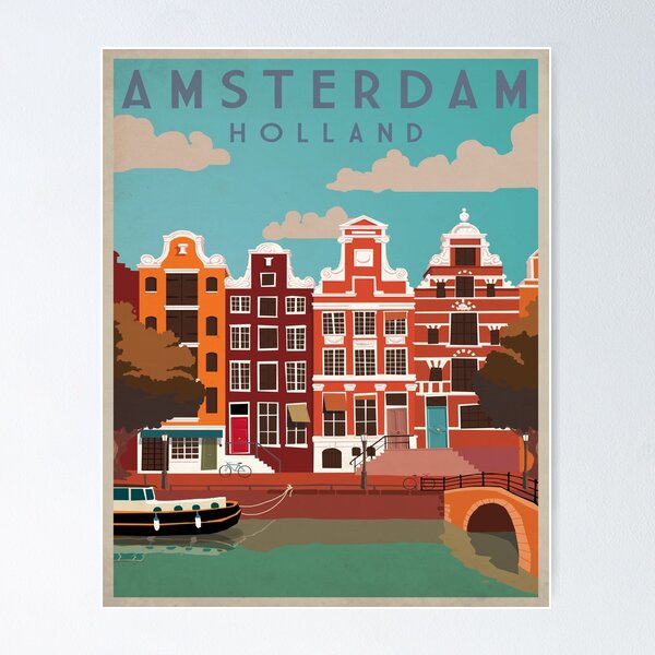 Amsterdam Illustration Poster affiches et impressions par RetroX