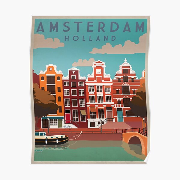 Amsterdam, Holland, Travel Poster Poster