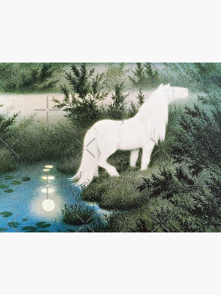 "Noekken Som Hvit Hest White Horse Water Spirit " Framed Art Print