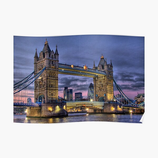 Tower Bridge And The City - Twilight - HDR Poster