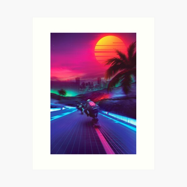 Synthwave Midnight Outrun Art Print