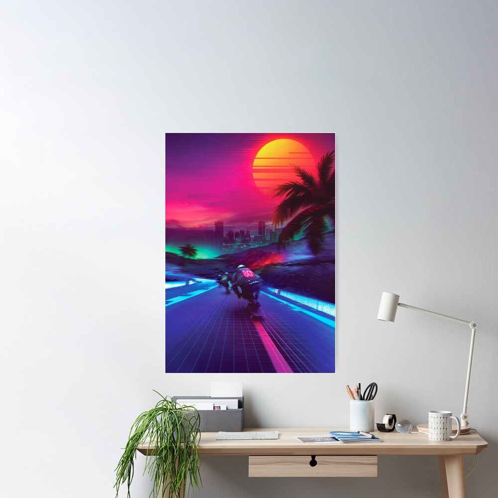 Synthwave Midnight Outrun Poster