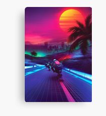 Synthwave Midnight Outrun Canvas Print
