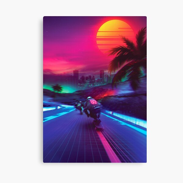 Synthwave Midnight Outrun Canvas Print