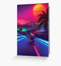 Synthwave Mitternacht Outrun Grußkarte