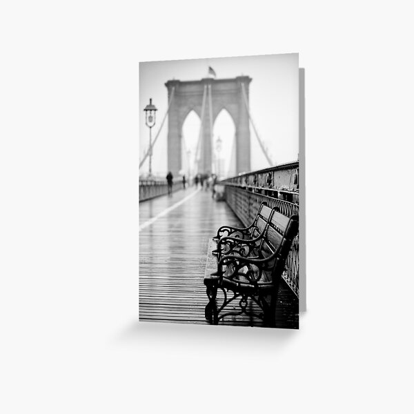 Brooklyn Bridge and Benches Greeting Card
