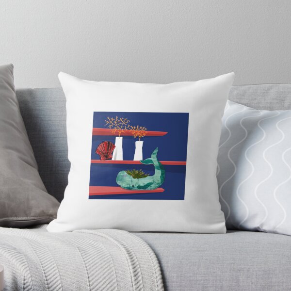 Whale on a shelf Throw Pillow