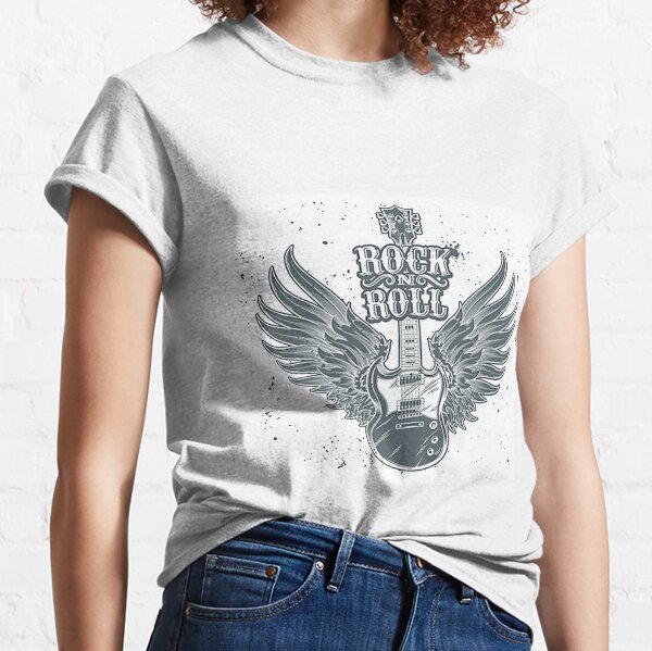 Vintage Country Music T-Shirt Tops Women Casual Rock Band Tshirt Distressed  Guitar Wings Graphic Shirt Tops 