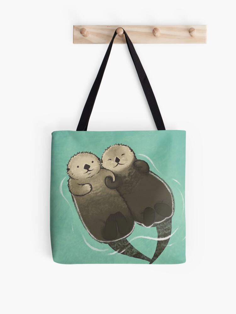 Thumbnail 1 of 2, Tote Bag, Significant Otters - Otters Holding Hands designed and sold by StudioMarimo.