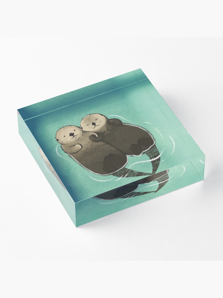 Alternate view of Significant Otters - Otters Holding Hands Acrylic Block