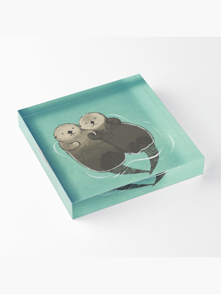 Alternate view of Significant Otters - Otters Holding Hands Acrylic Block