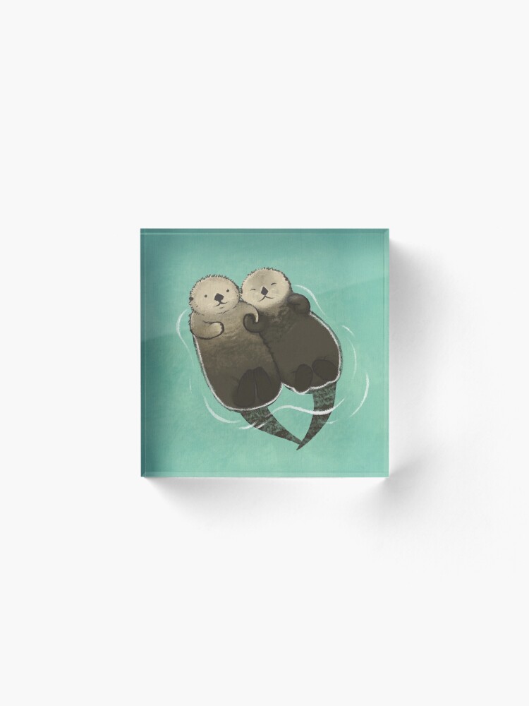 Alternate view of Significant Otters - Otters Holding Hands Acrylic Block