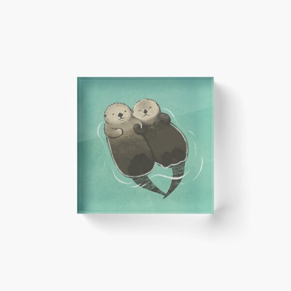 Significant Otters - Otters Holding Hands Acrylic Block