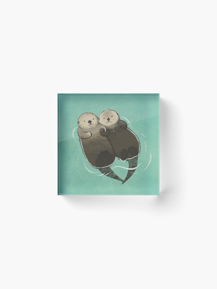 Alternate view of Significant Otters - Otters Holding Hands Acrylic Block