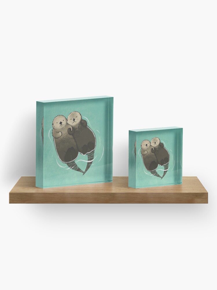 Alternate view of Significant Otters - Otters Holding Hands Acrylic Block
