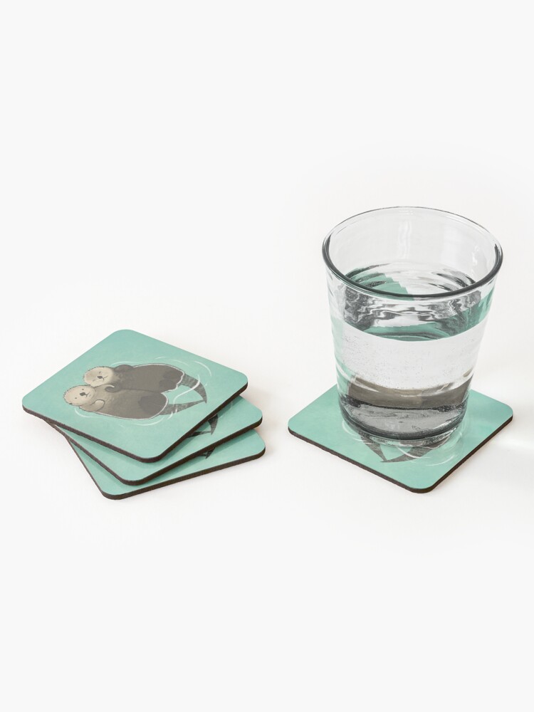 Alternate view of Significant Otters - Otters Holding Hands Coasters (Set of 4)