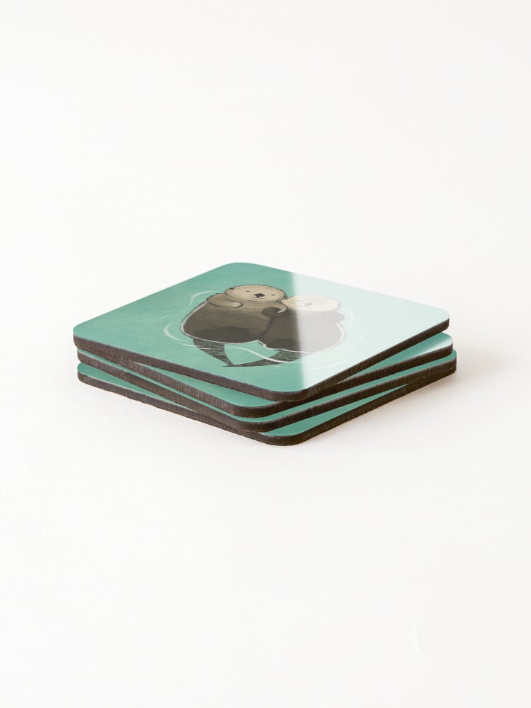 Alternate view of Significant Otters - Otters Holding Hands Coasters (Set of 4)