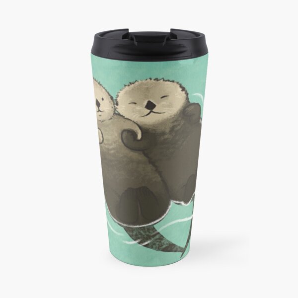 Bedeutende Otter - Otter, die Hände halten Kaffee-Thermobecher