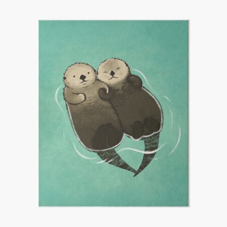 Significant Otters - Otters Holding Hands Art Board Print