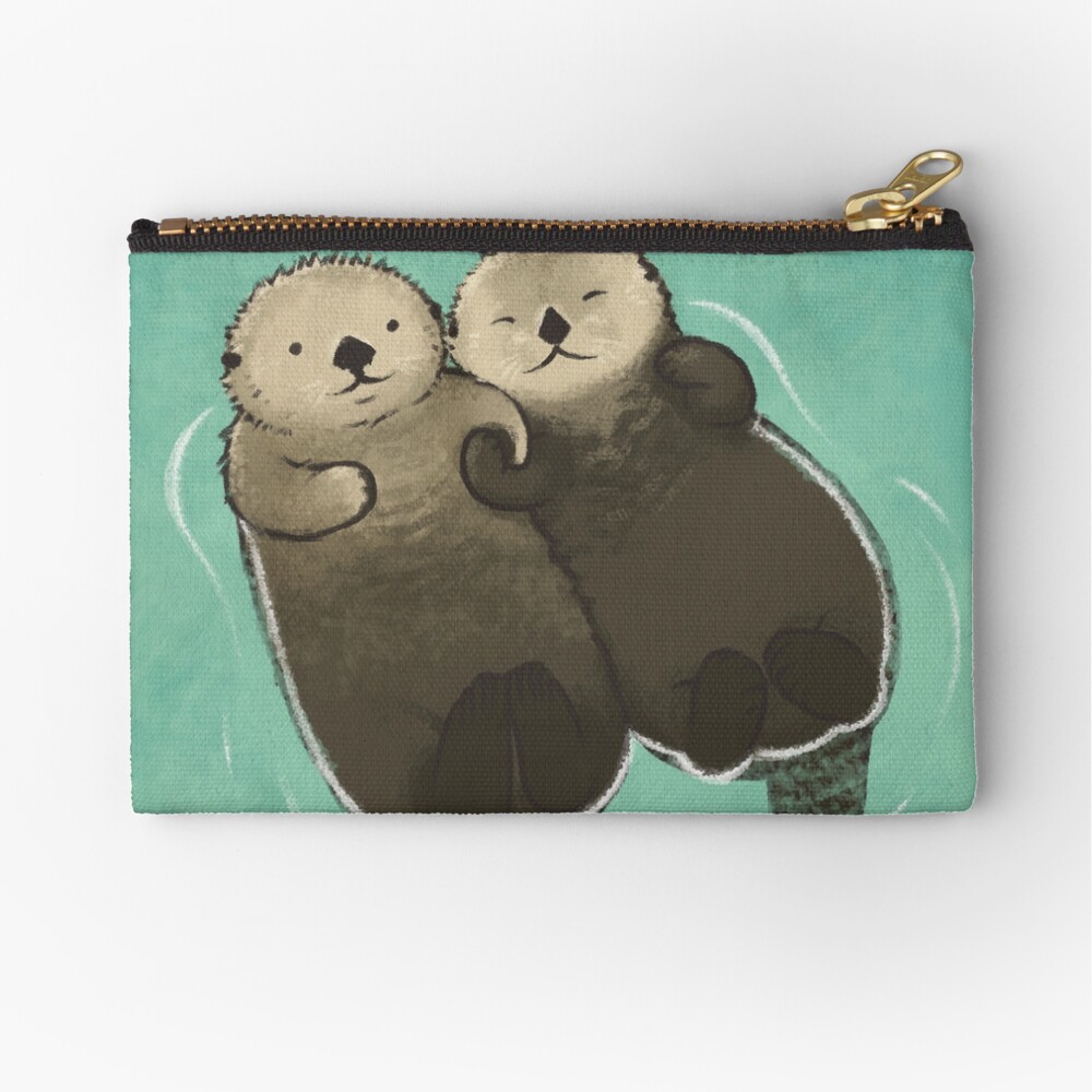Significant Otters - Otters Holding Hands Zipper Pouch