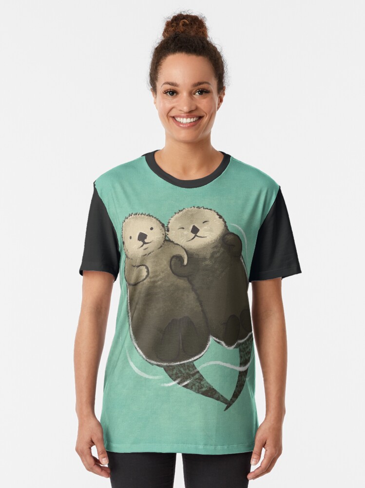 "Significant Otters - Otters Holding Hands" T-shirt by StudioMarimo