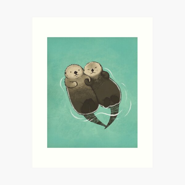 Bedeutende Otter - Otter, die Hände halten Kunstdruck