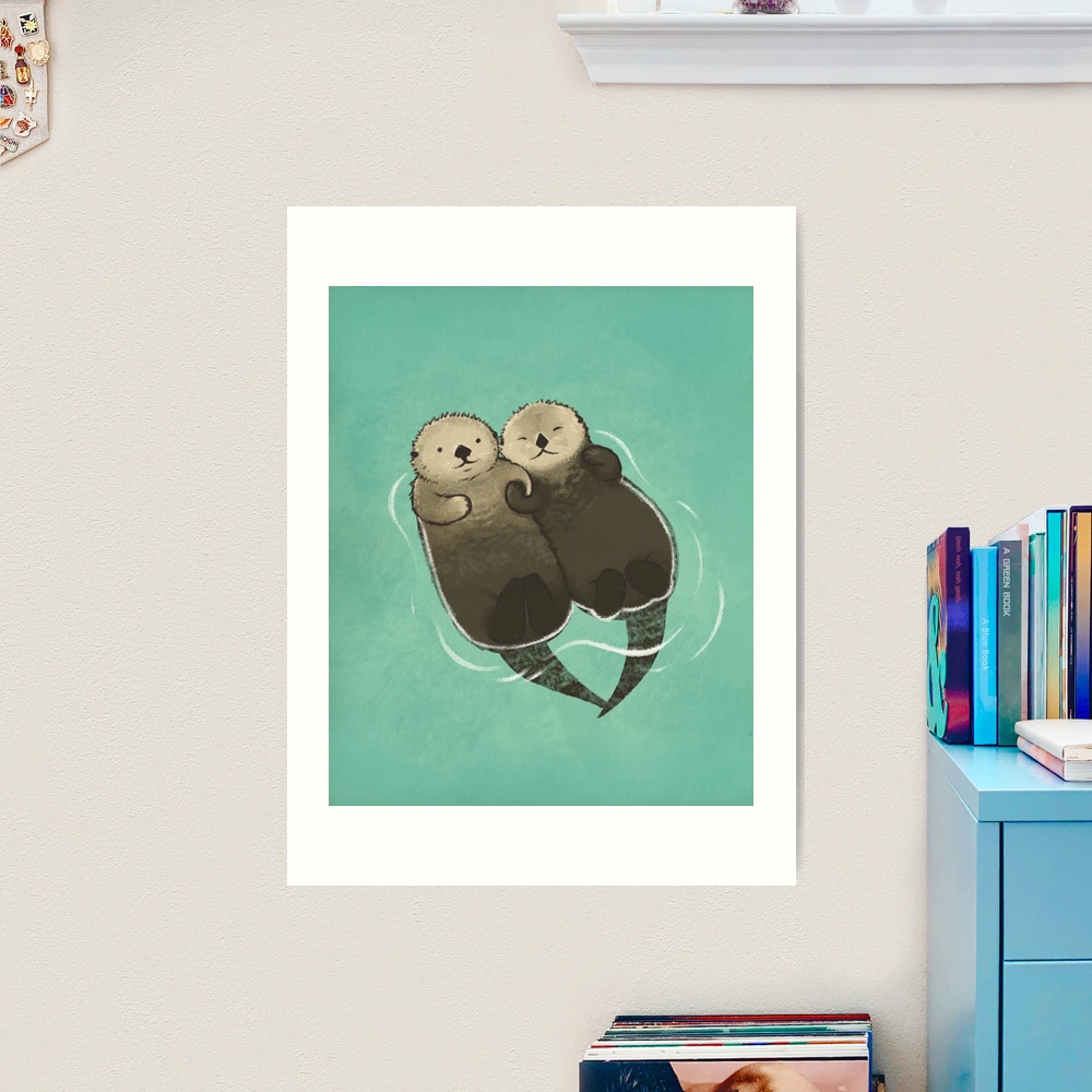 Significant Otters - Otters Holding Hands Art Print for Sale by