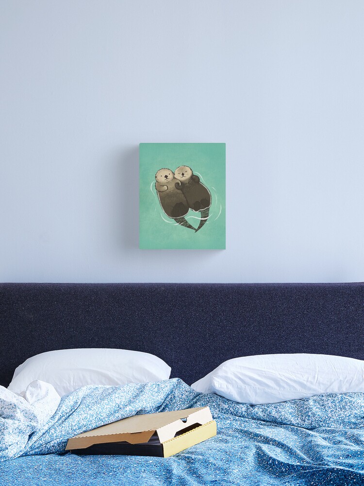 Thumbnail 1 of 3, Canvas Print, Significant Otters - Otters Holding Hands designed and sold by StudioMarimo.
