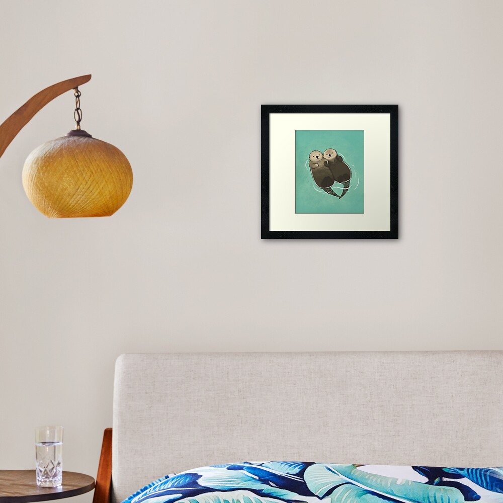 Significant Otters - Otters Holding Hands Framed Art Print