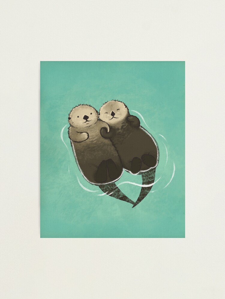 Alternate view of Significant Otters - Otters Holding Hands Photographic Print