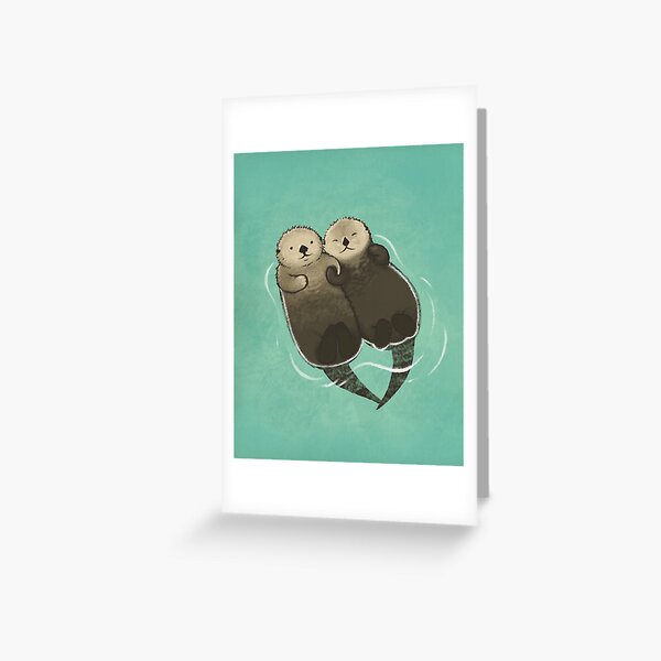 Significant Otters - Otters Holding Hands Greeting Card