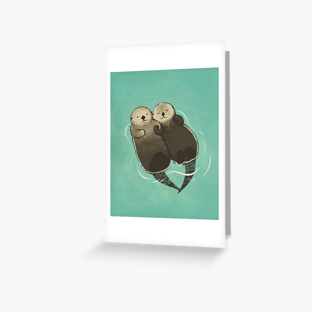 Significant Otters - Otters Holding Hands Greeting Card
