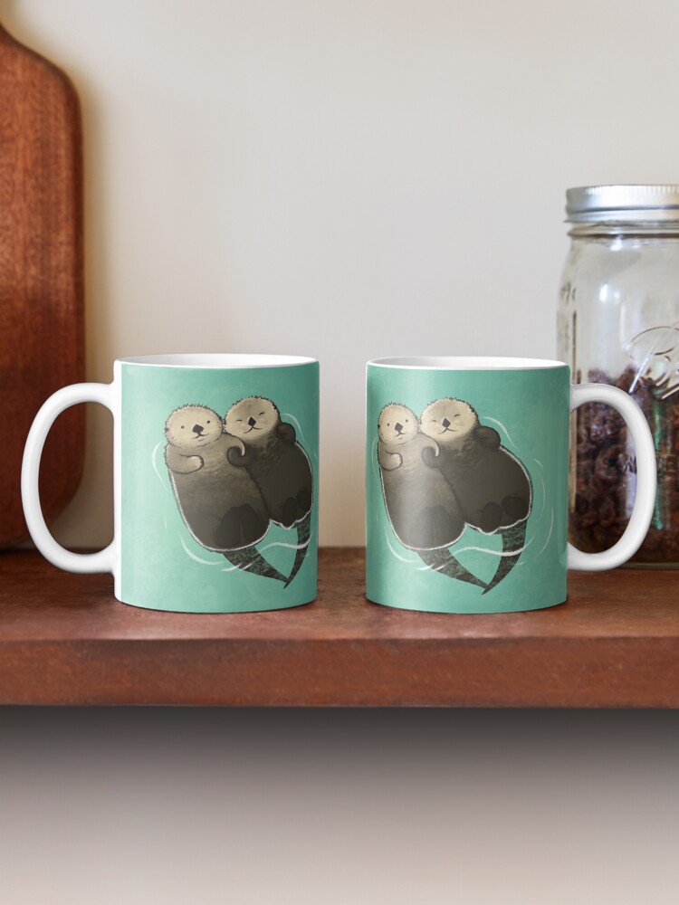 Alternate view of Significant Otters - Otters Holding Hands Coffee Mug