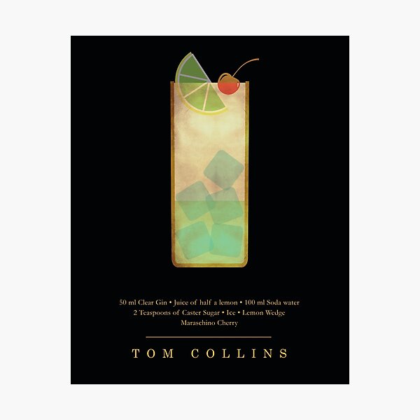 Item preview, Tom Collins - Cocktail - Classic Cocktails Series - Black and Gold - Modern, Minimal Decor designed and sold by Studio Grafiikka.