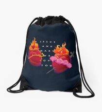 Jesus and Mary We Love You Drawstring Bag