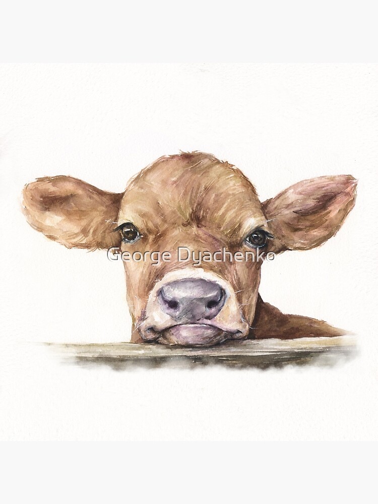 水彩壁絵 Watercolor *The Tender Calf Calf* 絵画