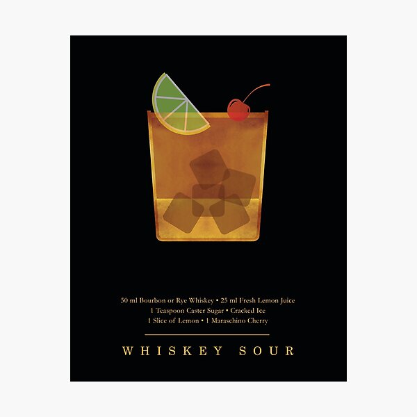 Item preview, Whiskey Sour - Cocktail - Classic Cocktails Series - Black and Gold - Modern, Minimal Decor designed and sold by Studio Grafiikka.