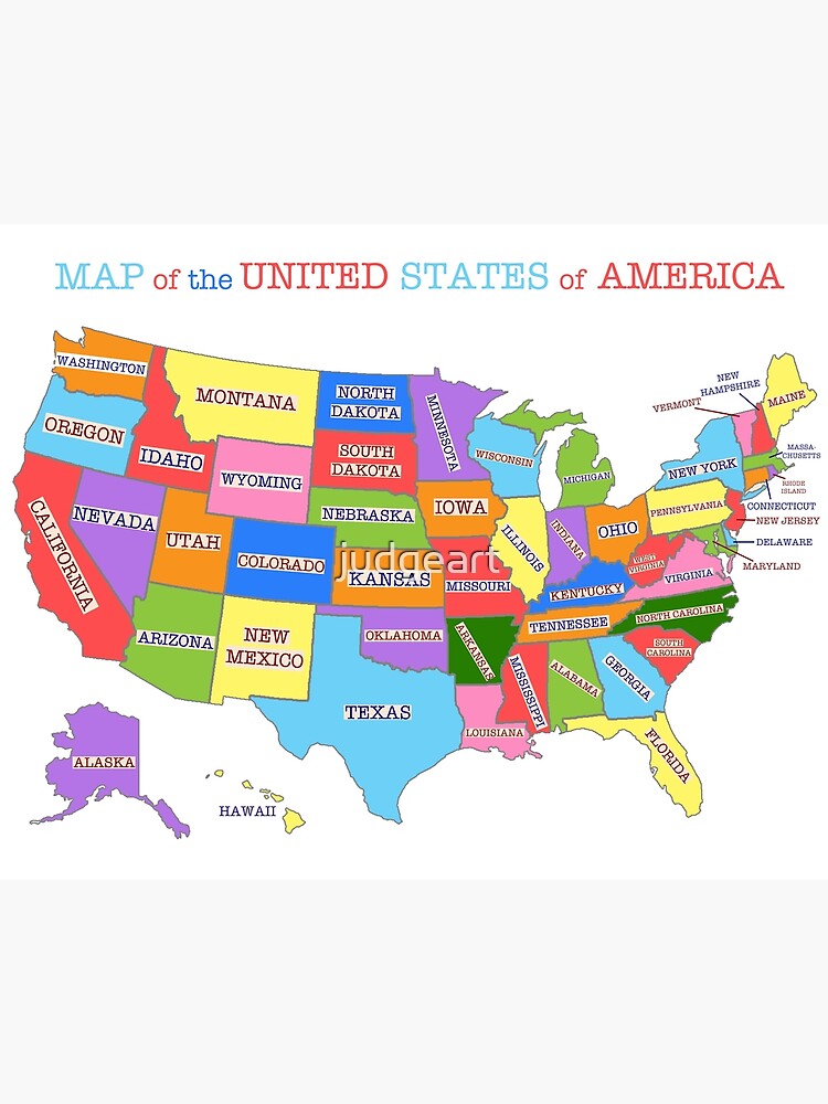 Multi-colored Map of the United States Poster
