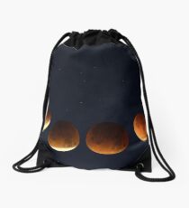 The Stages of The Moon in Space Drawstring Bag