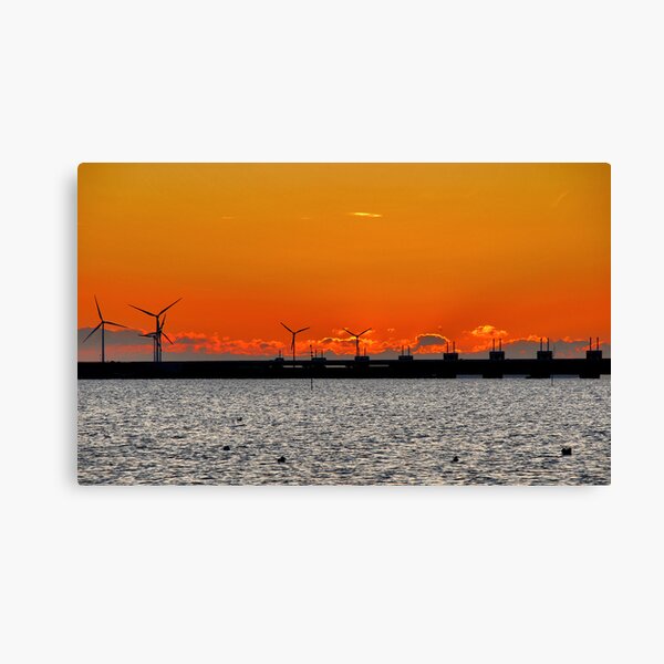 Sunset behind the storm surge barrier Canvas Print
