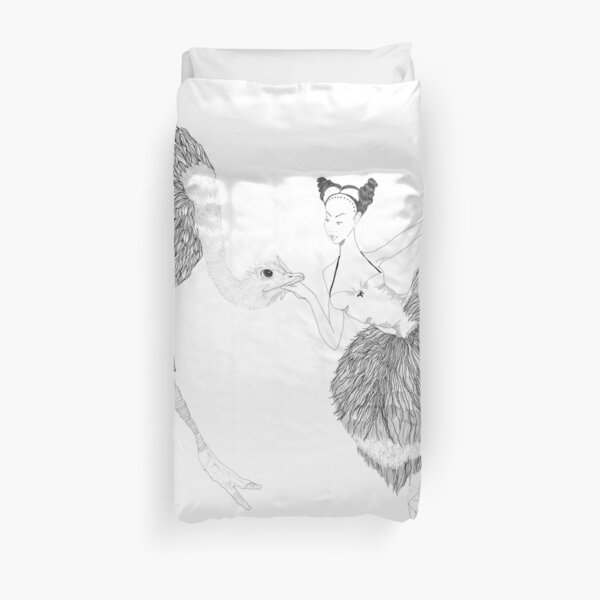 The Dancer and the Ostrich by Blood Bath Cards Duvet Cover