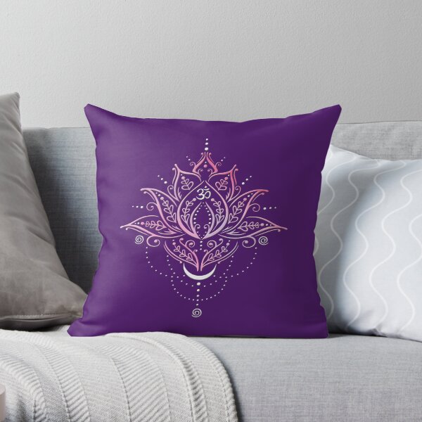 Lotus mit Mond und Om Symbol. Yoga. Dekokissen