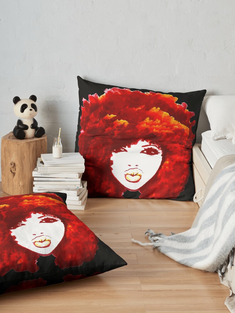 Alternate view of Natural Hair Autumn Fire Red Curly Hair Afro  Floor Pillow