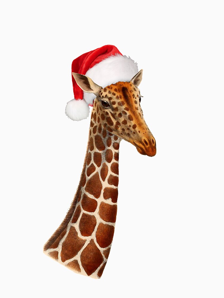 "Funny Giraffe with Christmas Santa Hat" Tshirt by SafariTees Redbubble